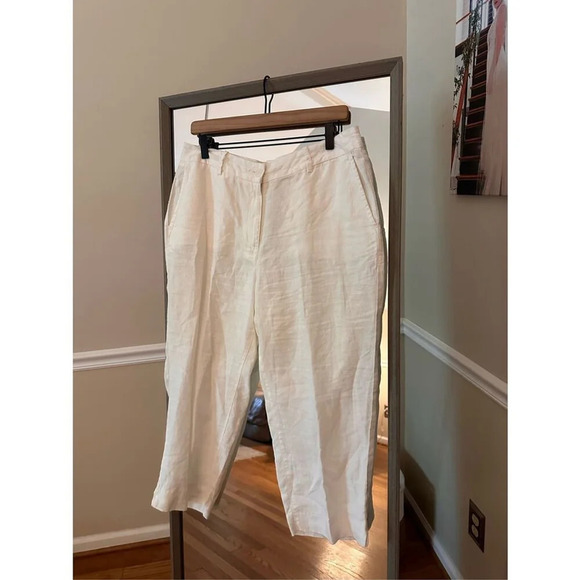 90s L.L. Bean womens 12 Gauzy Linen Baggy Palazzo Pants White Lagenlook, L.L. Be - Picture 1 of 4